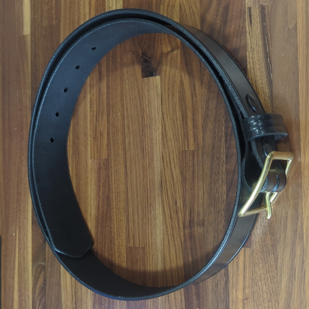 Gould & Goodrich size 38 black leather belt removable brass buckle new